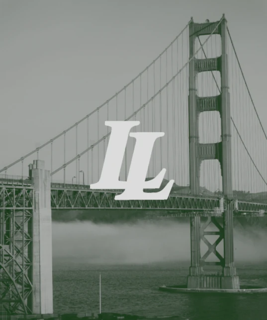 Golden Gate Bridge with the Landver Law monogram